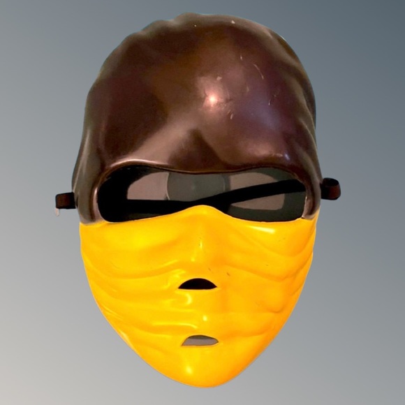 YELLOW NINJA MASK HARD PLASTIC ADJUSTABLE VELCRO STRAP COSTUME HALLOWEEN COSPLAY - Picture 3 of 3